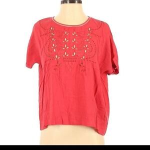 Tic-Toc Inc. Cropped Eyelet Blouse